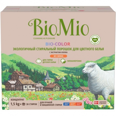 Стиральный порошок BIOMIO для цветного белья концентрат, без запаха 1500г