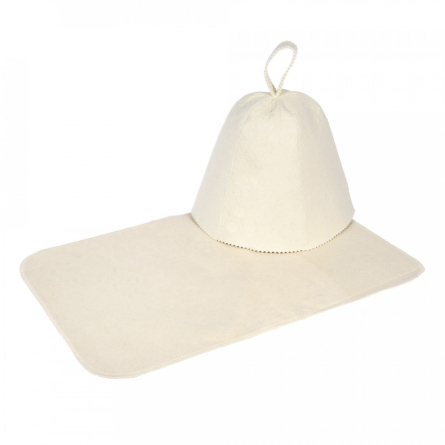 Набор из 2-х предметов (шапка Классик, коврик белый) Банные штучки, войлок