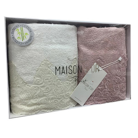 Набор полотенец Maison Dor NEW TRENDY 2шт кремовый/пыльная роза
