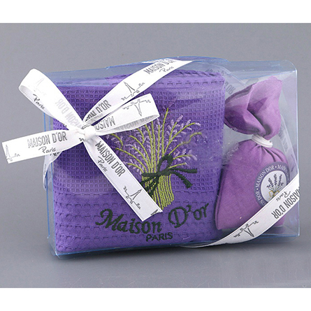 Кухонное вафельное полотенце Maison Dor LAVANTA  50*70 фиолетовое + саше