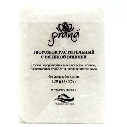 Творожок из зеленой гречки и кешью с вишней (без сахара, лактозы и глютена) Prana 180г 
