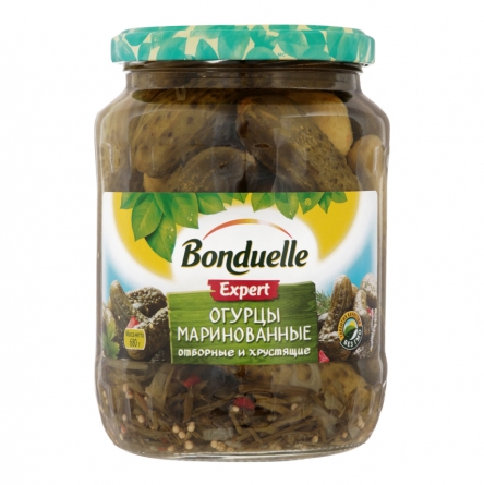 Огурцы Bonduelle маринованные отборные и хрустящие 680г