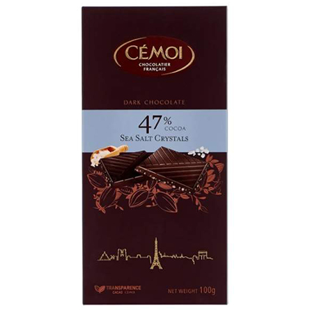 Шоколад Cemoi горький 47% с кристаллами морской соли 100г