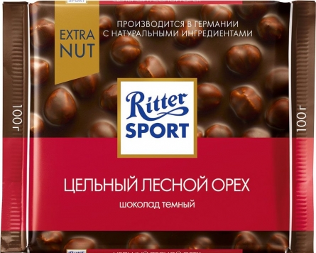 Шоколад Ritter Sport темный с цельным лесным орехом 100г