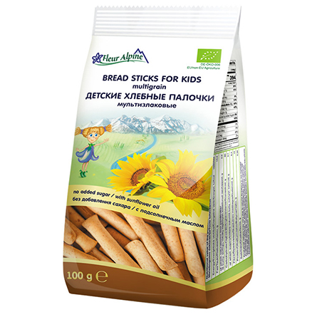 Палочки Детские органические Fleur Alpine Мультизлаковые хлебные 100г