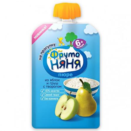 Пюре ФрутоНяня яблоко, груша, творог 90г 