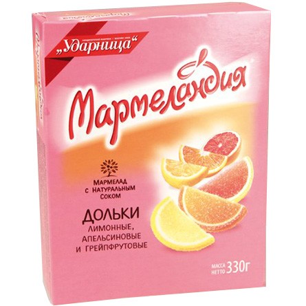Мармелад Дольки апельсин, лимон, грейпфрут 330 г.