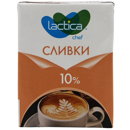 Сливки ультрапастеризованные 10% Lactica 200мл