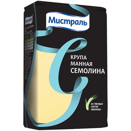 Крупа манная МИСТРАЛЬ Семолина из твердых сортов пшеницы 450г
