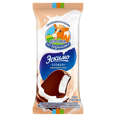 Мороженое Коровка из Кореновки эскимо пломбир в шоколадной глазури 70г