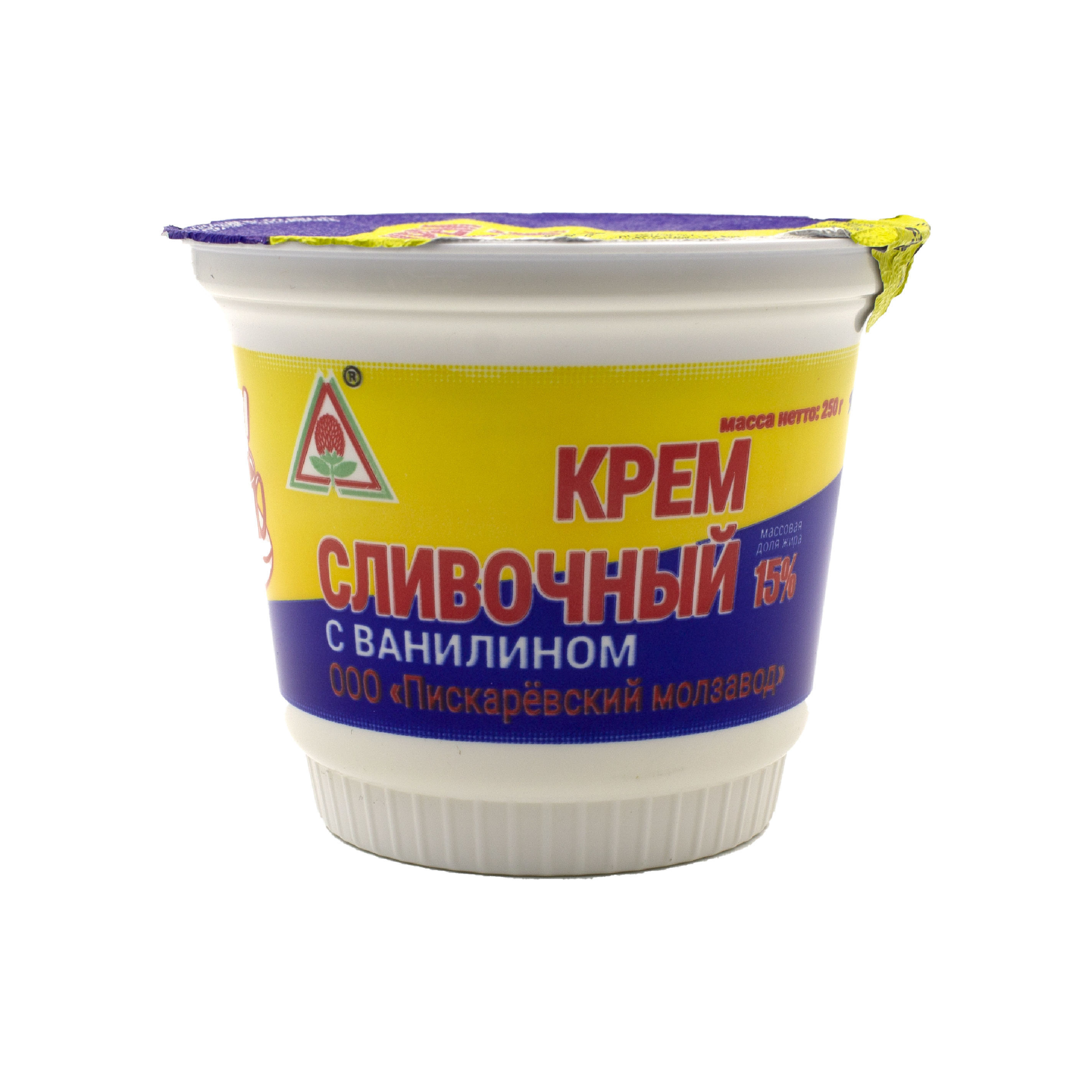 Крем Сливочный с ванилью 15% Пискаревский 250г