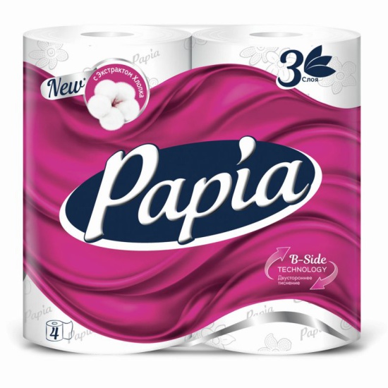 Туалетная бумага Papia белая 3сл 4рул