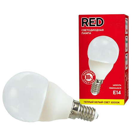 Лампа светодиодная P45 7 Вт шар 3000 K теплый белый свет RED
