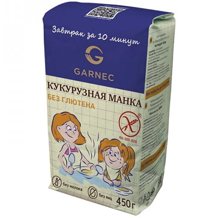 Манка кукурузная без глютена Garnec 450г