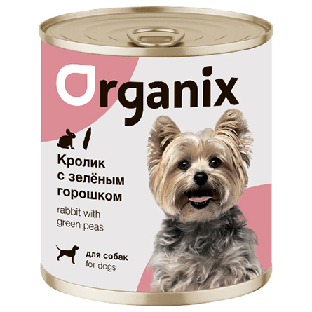 Консервы для собак Organix кролик с зеленым горошком 400г