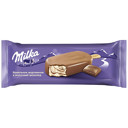 Мороженое Milka ванильное с молочным шоколадом эскимо 62г