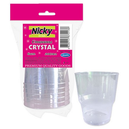 Стакан 200мл 6шт КРИСТАЛЛ Nicky Home