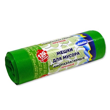 Мешки для мусора 120л 10шт 25мкм биоразлагаемые ПРОЧНЫЕ Антелла