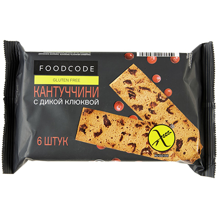 Печенье без глютена Кантуччини с дикой клюквой Foodcode 160г