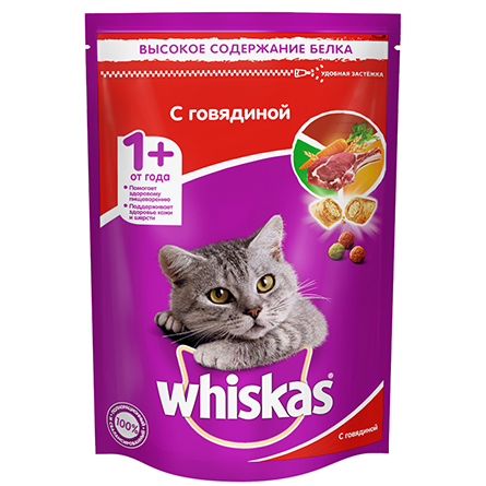 Корм для кошек Whiskas подушечки с паштетом говядина 350г