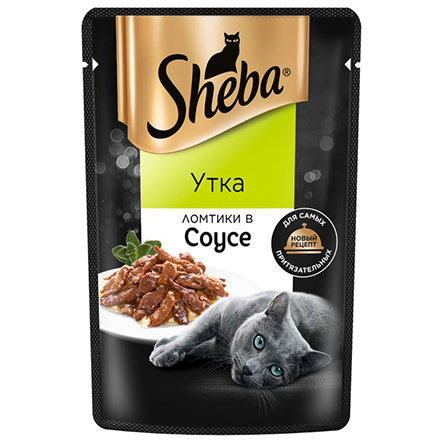 Влажный корм SHEBA для кошек ломтики в соусе, утка, 75г