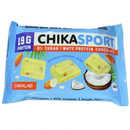 Шоколад молочный белый с миндалем CHIKALAB 100г 