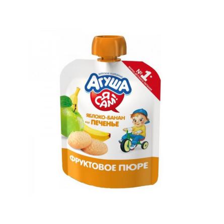 Пюре Агуша яблоко, банан, печенье 90г 