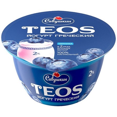 Йогурт TEOS греческий с черникой 2% 140г