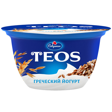 Йогурт греческий со злаками с клетчаткой льна 2% Teos 140г