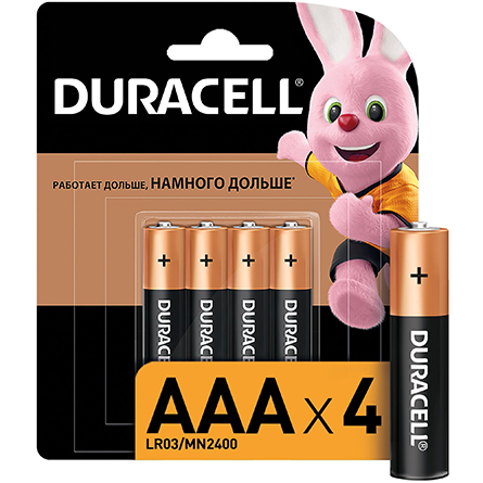 Батарейка Duracell Basic AAA (LR03) алкалиновая 4шт
