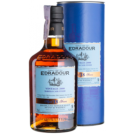 Виски 'Edradour' 18 Years Old, Barolo Cask Finish, 2000, in tube, 0.7 л;