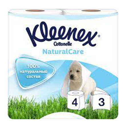 Бумага туалетная Kleenex Natural Сare 3-х слойная белая 4 рулона