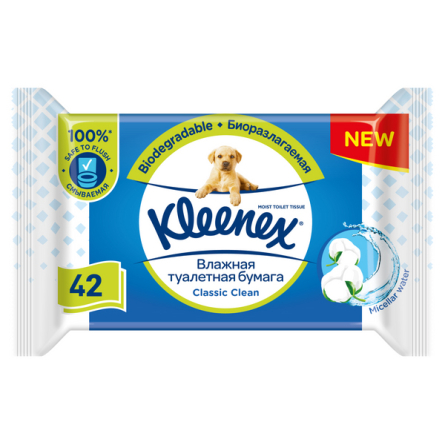 Бумага туалетная влажная Classic Clean Kleenex 42шт